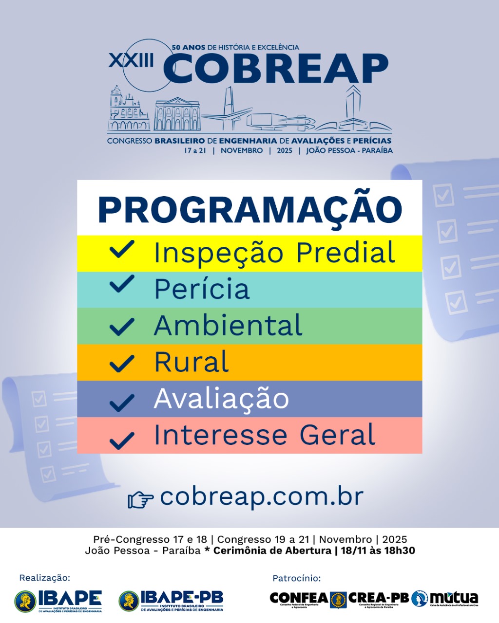 Você já pode conferir a programação completa do  XXIII COBREAP!
